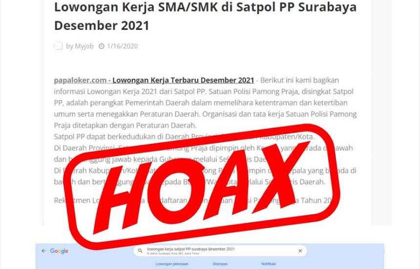 Lowongan Satpol PP Surabaya Hoax