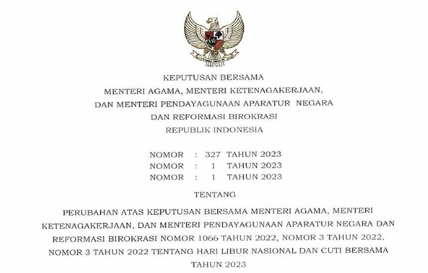 SKB Perubahan Libur Nasional dan Cuti Bersama