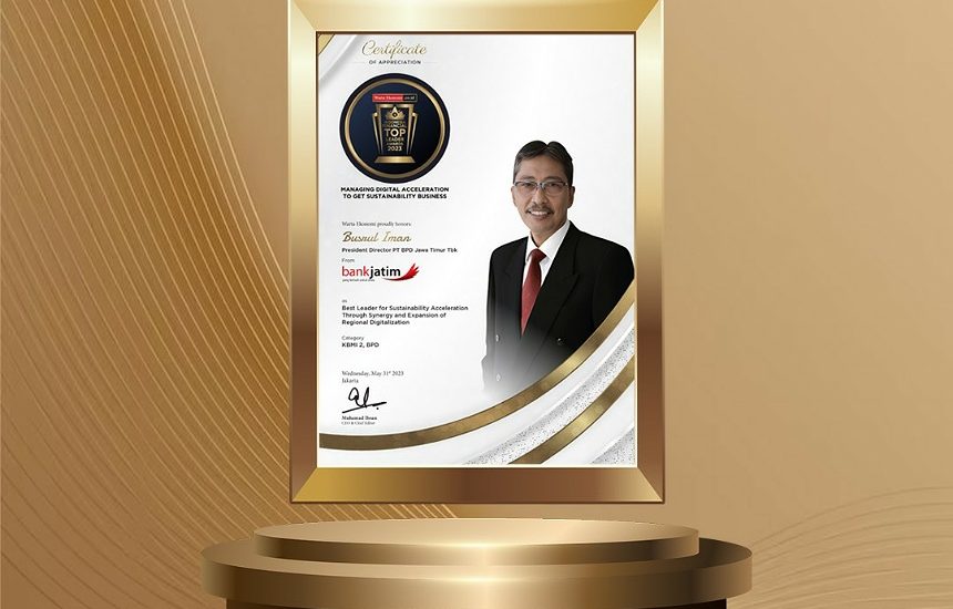 Bank Jatim Raih Penghargaan Indonesia Financial Top Leader Awards 2023