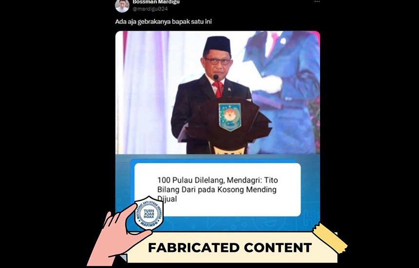 Hoaks, 100 Pulau Akan Dijual